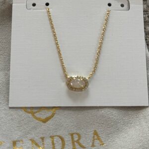 Kendra Scott Gold Necklace with White Crystal Pendant